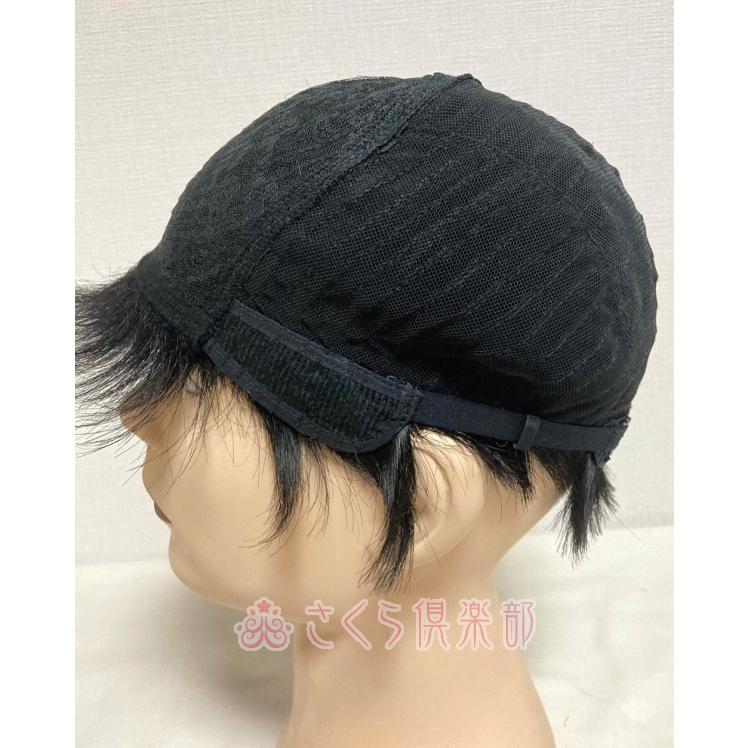 男性用メンズウィッグ 人毛100％ フルウィッグ MM018 男性用 かつら 前髪短め カジュアル スタイル マシンメイド 医療用 普段使い ドライヤー ヘアアイロンの画像