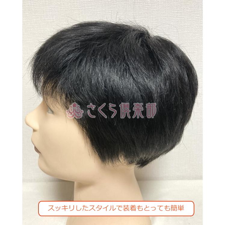 男性用メンズウィッグ 人毛100％ フルウィッグ MM018 男性用 かつら 前髪短め カジュアル スタイル マシンメイド 医療用 普段使い ドライヤー ヘアアイロンの画像