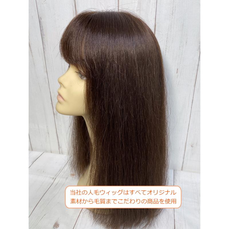 人毛100% 女性用レディースフルウィッグ ロング ストレート 50cm 総手植え 医療用 かつら sc-hw9t リアル地肌付 高品質 自然 軽い 通気性 毛染め アイロン 可能の画像