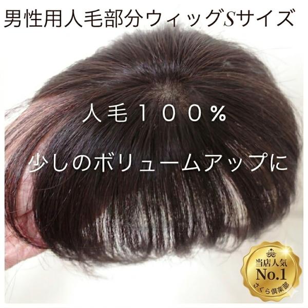 さくら倶楽部 男性用メンズ部分ウィッグ人毛100% top-01t Sサイズ 総