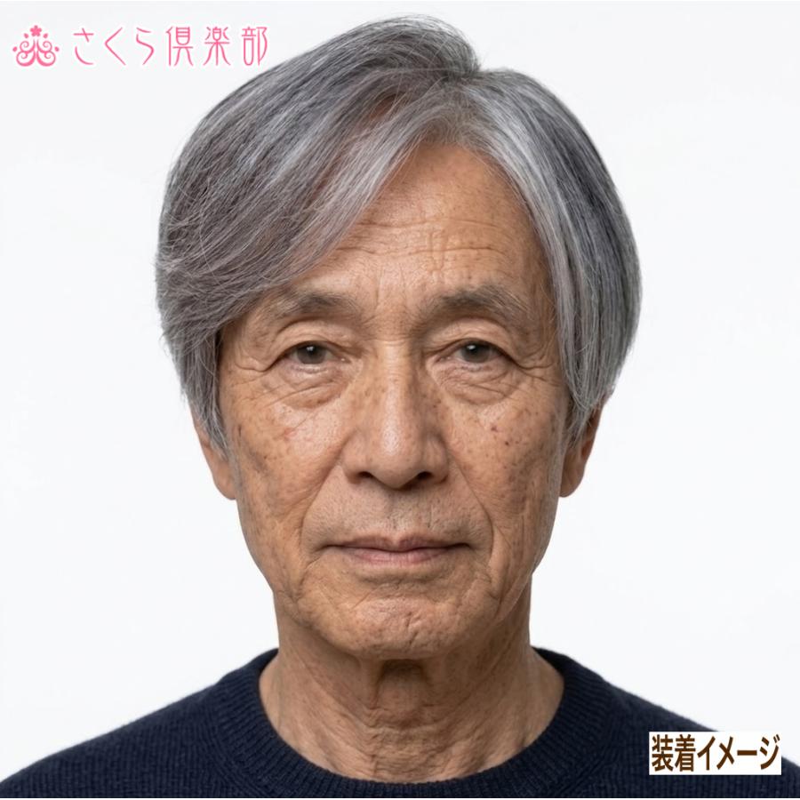 さくら倶楽部 男性用メンズ部分ウィッグ人毛100% 総手植え製 左分け 