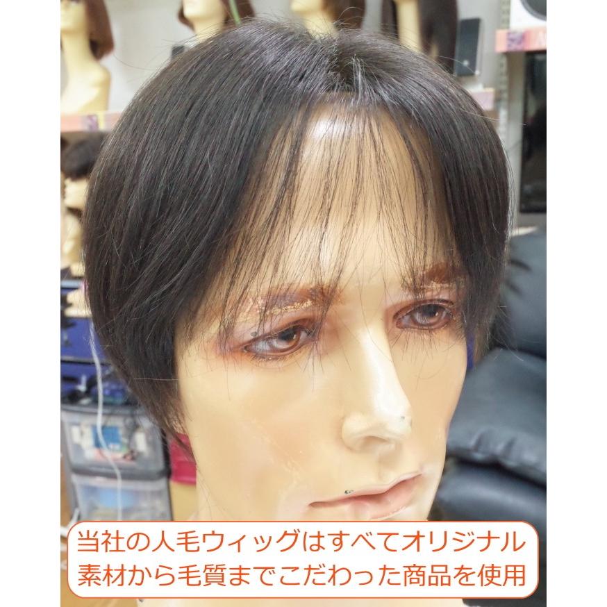男性用メンズ部分ウィッグ人毛100% top-600 Lサイズ センター分け 総手植え 17×17cm 特殊人工皮膚 ナチュラルストレート 白髪隠し 薄毛隠し 広範囲カバー 軽量の画像