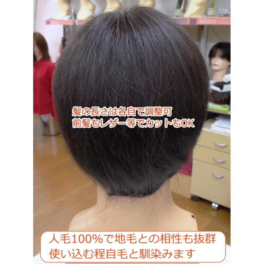 男性用メンズ部分ウィッグ人毛100% top-600 Lサイズ センター分け 総手植え 17×17cm 特殊人工皮膚 ナチュラルストレート 白髪隠し 薄毛隠し 広範囲カバー 軽量の画像