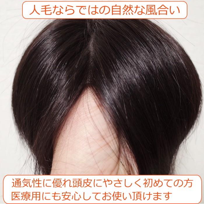 男性用メンズ部分ウィッグ人毛100% top-600 Lサイズ センター分け 総手植え 17×17cm 特殊人工皮膚 ナチュラルストレート 白髪隠し 薄毛隠し 広範囲カバー 軽量の画像
