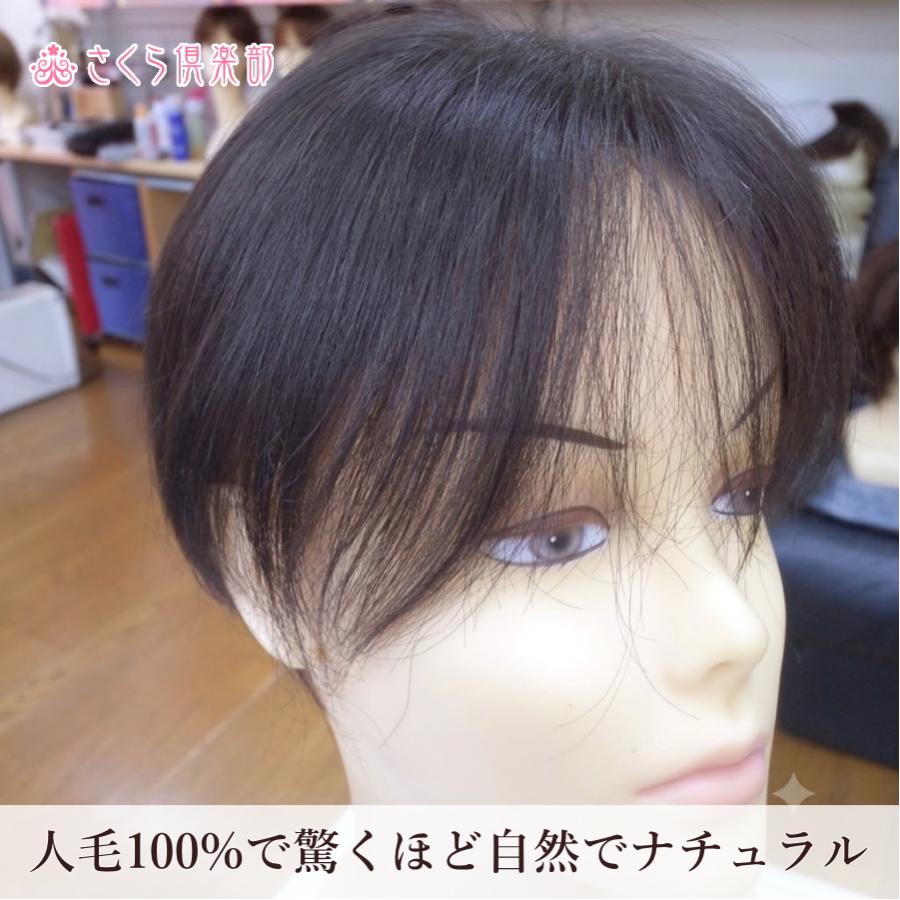 さくら倶楽部 レディース 部分ウィッグ 人毛100% 女性 総手植え L