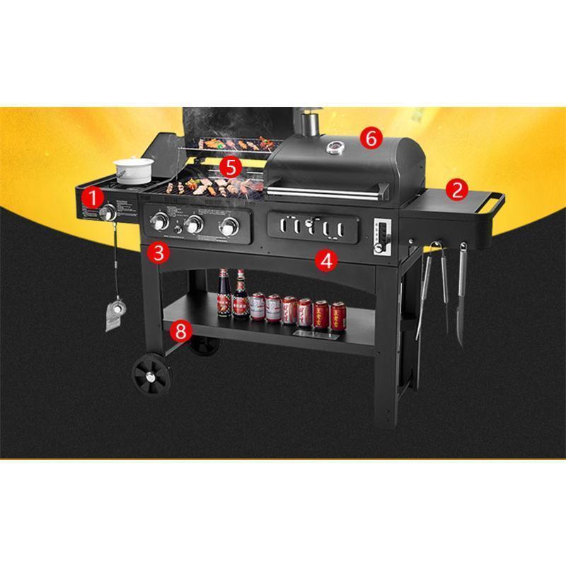 【正規販売店】 中型BBQ炭火焼きガスグリル 家族3人?8人ぐらい最適 楽しいバーベキューガスグリル 【3536841227】(127618円)