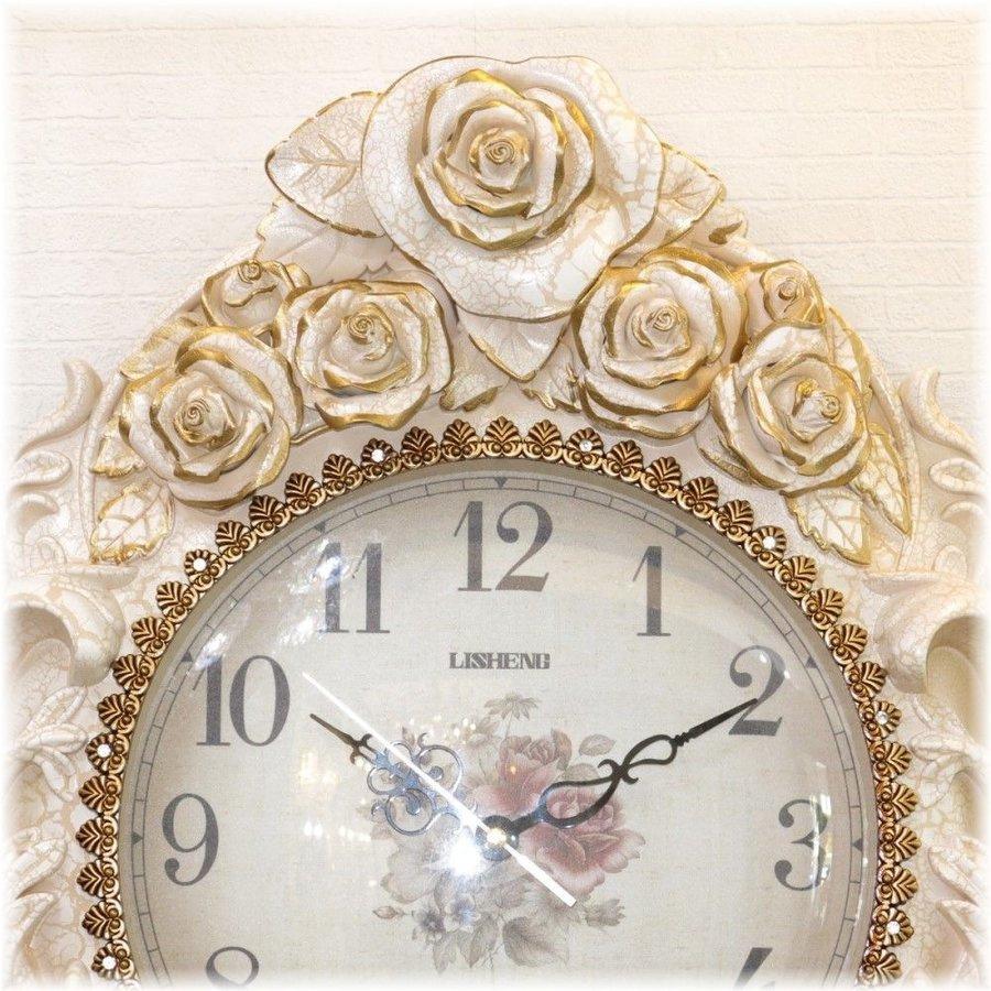 新品 可愛い壁掛け時計 壁掛け薔薇モチーフ アンティーク 振子時計 