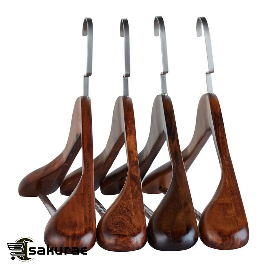 4本組 高級木製ハンガー 型崩れしない hanger 44.5cm 男性用 スーツ