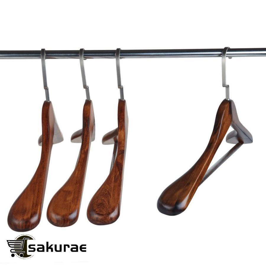 木製ハンガー 4本組 高級木製ハンガー 型崩れしない hanger 44.5cm 男性用 スーツ