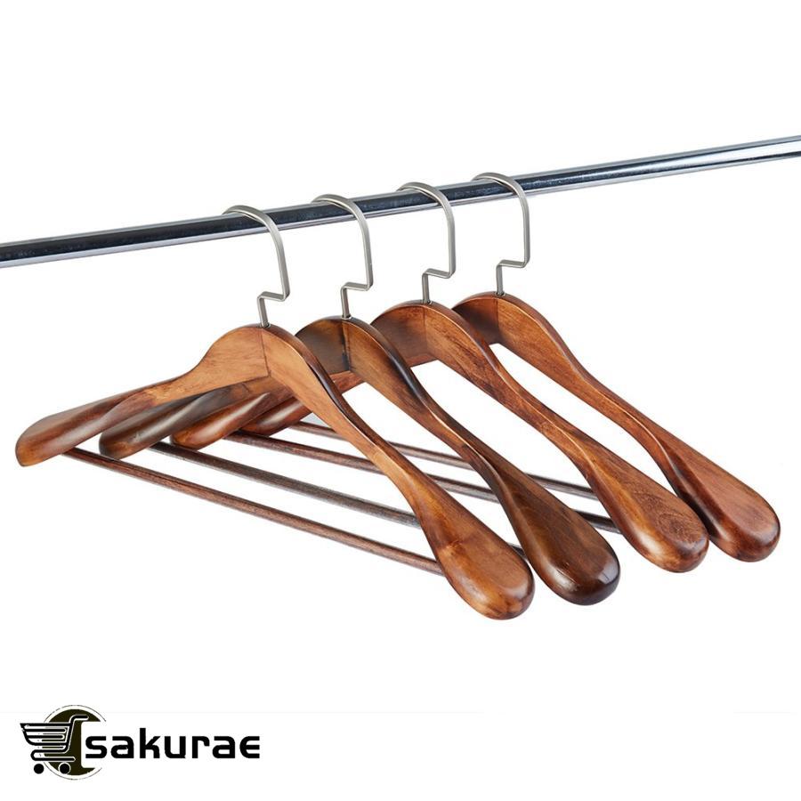 4本組 高級木製ハンガー 型崩れしない hanger 44.5cm 男性用 スーツ