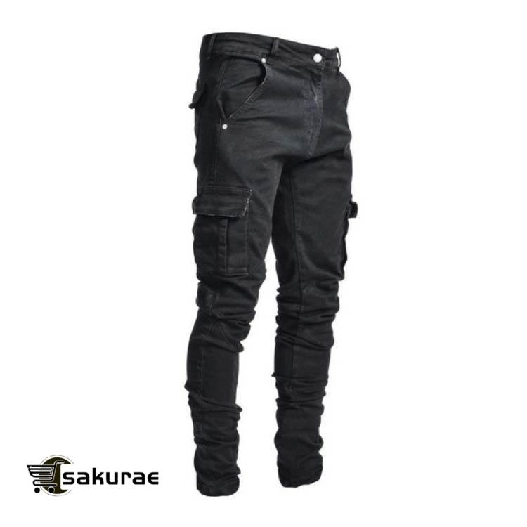 スキニーデニム カーゴパンツ S-5XL ストレッチ ジョガーパンツ ボ