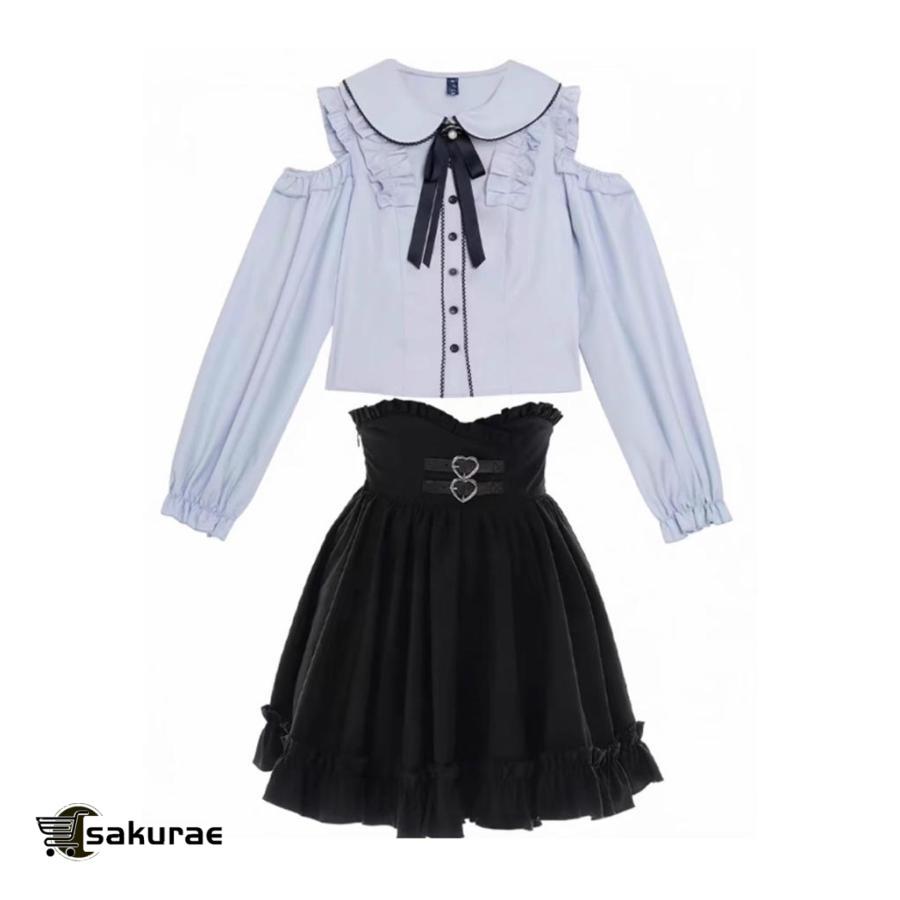 ブラウス 地雷系 スカート 2点セット セットアップ かわいい