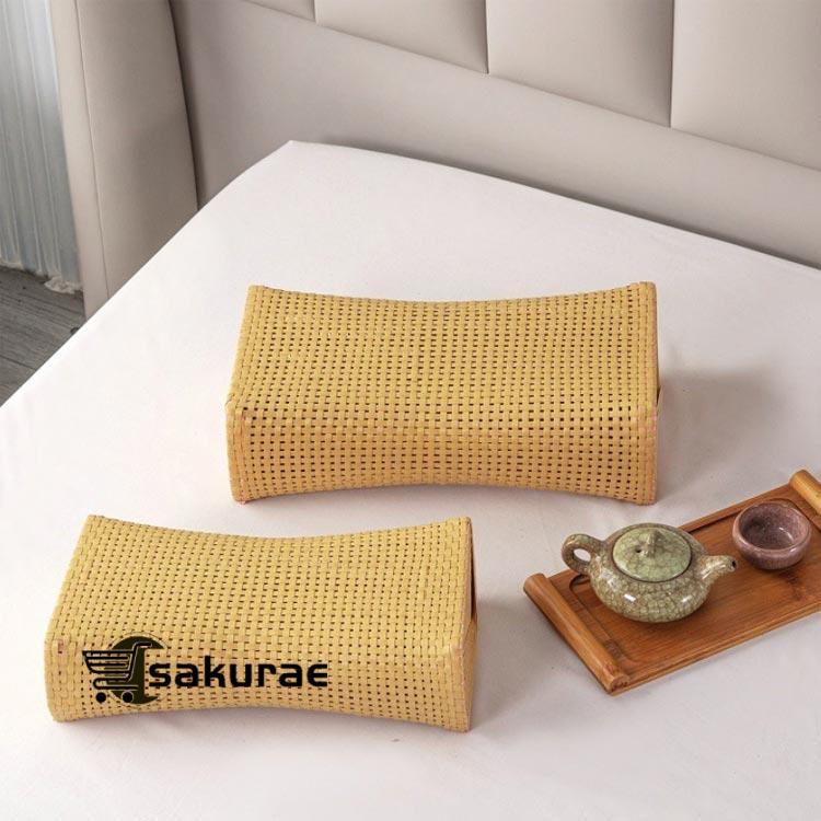 ストレートネック枕 涼感 竹枕 籐風 ピロー 【2個セット】竹製 枕 通気