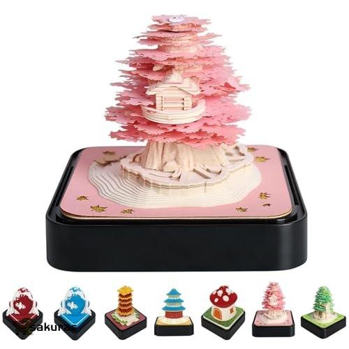 立体視3Dカレンダー ライト付き 3D 美しい桜の木 キノコハウス 黄鶴楼