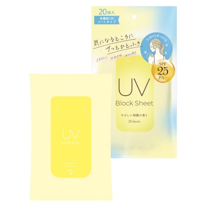 ゼロホール UVブロックシート クールタイプ 日焼け止めシート SPF25PA