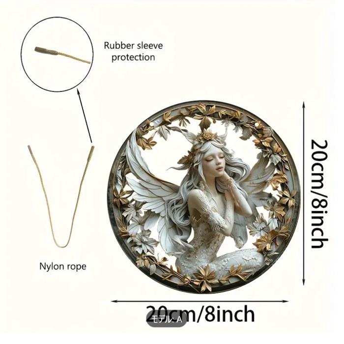 アクリル製半透明の妖精 サンキャッチャー ステンドグラス 吊り型