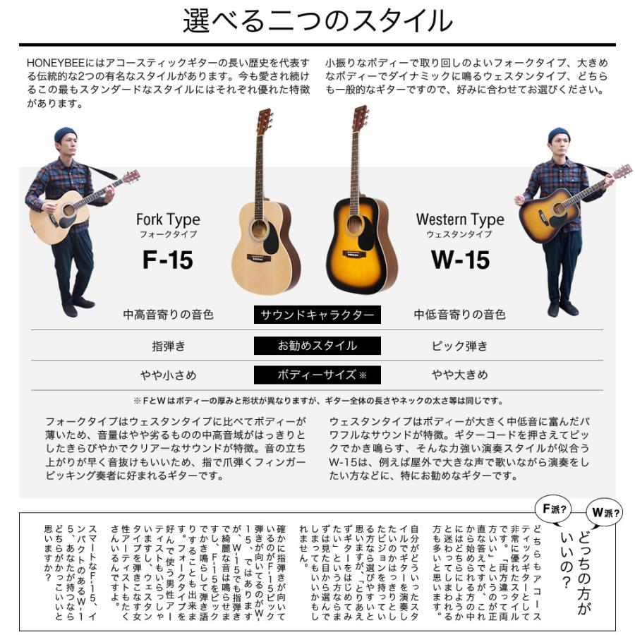 アコースティックギター 初心者セット 16点 入門セット W-15/F-15/HJ-18 アコギ ギター 〈大型荷物〉｜sakuragakki｜05