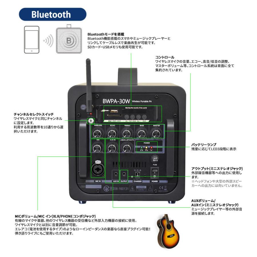 ポータブルPAアンプ ワイヤレスマイク付き Belcat BWPA-30W ポータブルPAアンプ ワイヤレスマイク付き Belcat BWPA-30W