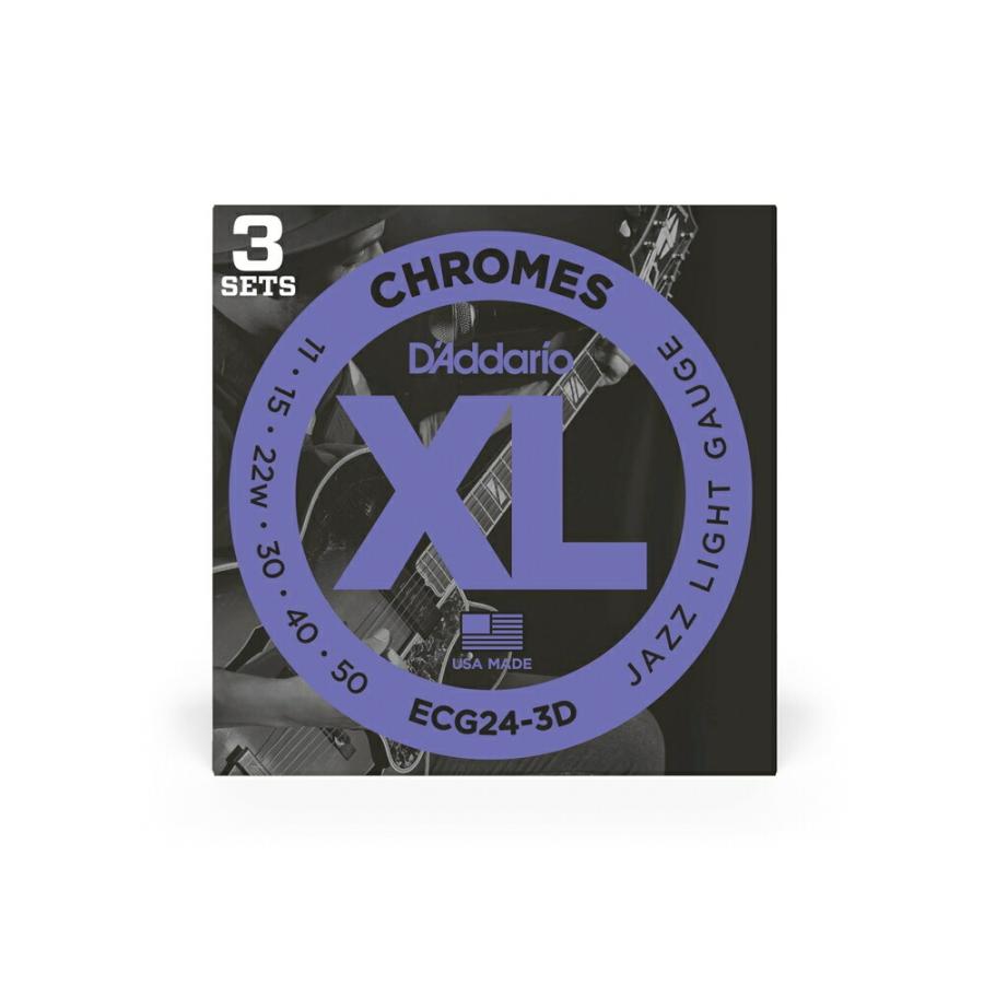 D'Addario ダダリオ エレキギター弦 フラットワウンド Jazz Light .011-.050 ECG24-3D 3set入りパック〔daddario ダダリオ エレキ弦〕＊