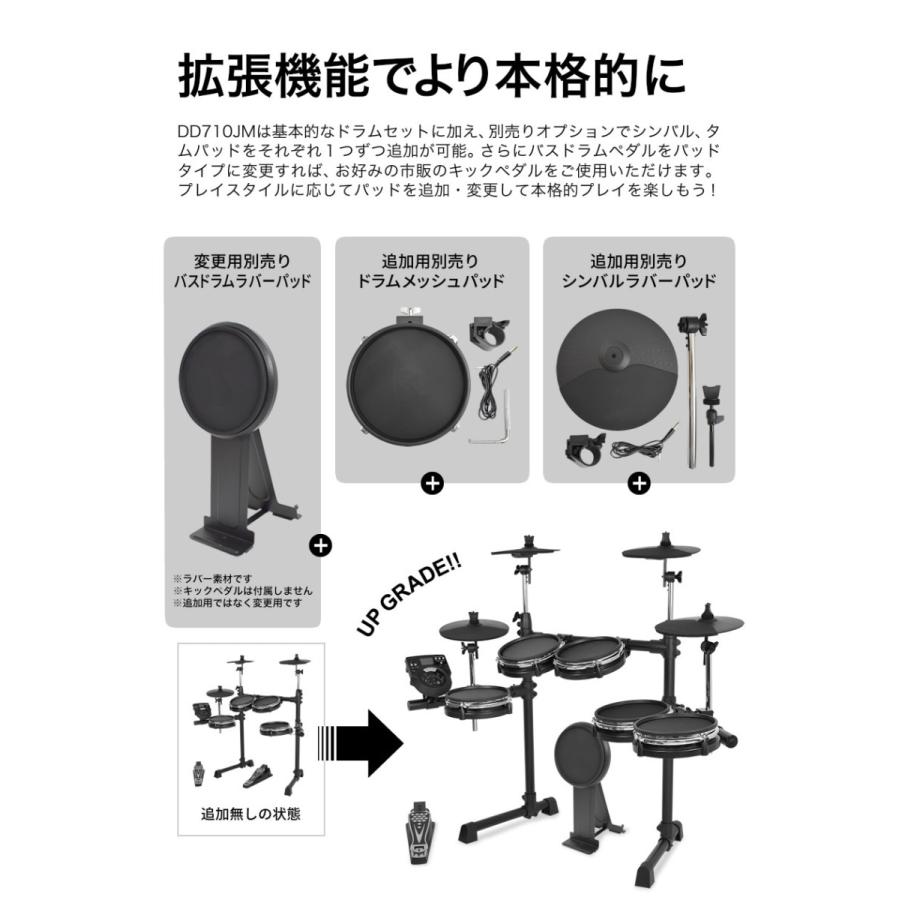 電子ドラム メッシュパッド仕様 イス、ヘッドフォンセット MEDELI DD-710JM DIY KIT［デジタル ドラム DD710JM］〈大型荷物〉