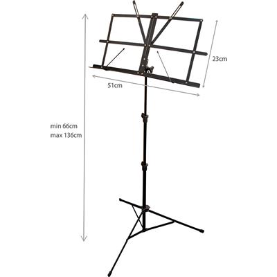 折りたたみ式譜面台 MS-200J 軽量スチール製 ソフトケース付属〔KC 高