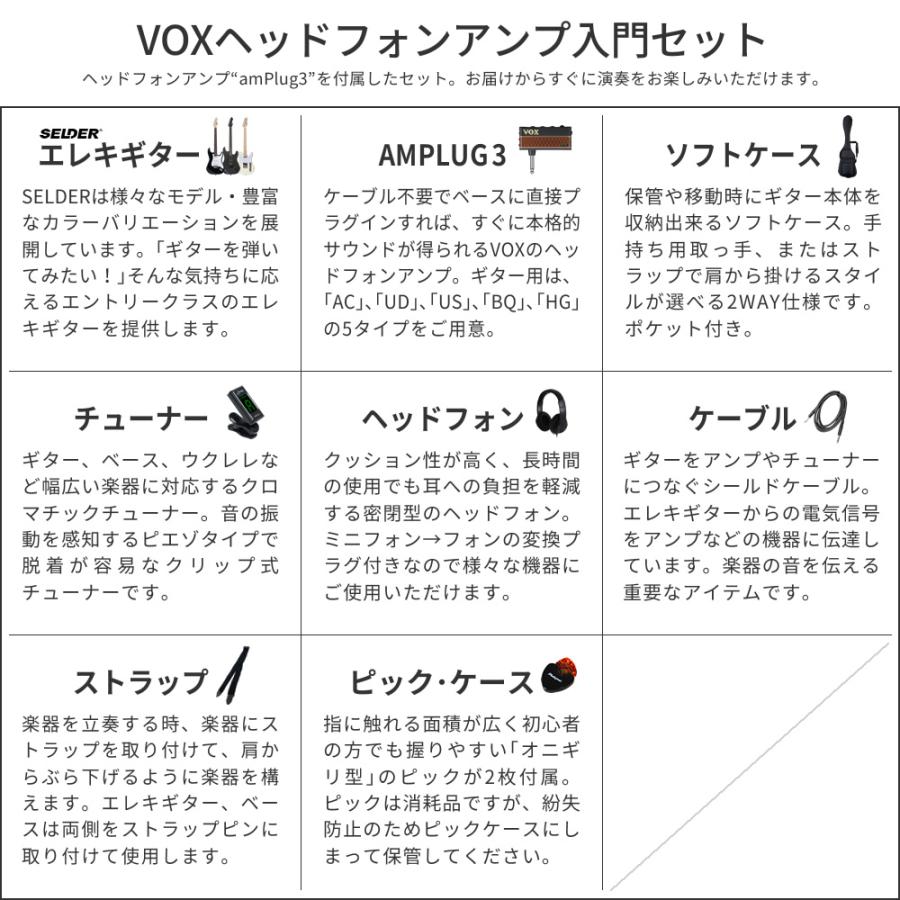 エレキギター SELDER ST-16 VOX amPlug3セット〔エレキギター セルダー 初心者 入門セット ST16 アンプラグ3 AP3〕の画像
