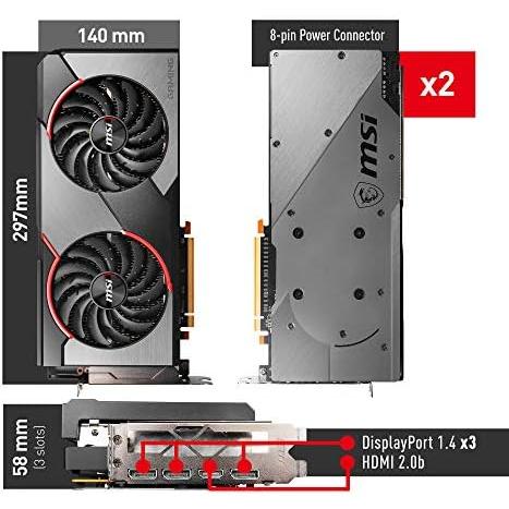 MSI Radeon RX 5700 XT Gaming X Graphics Card '8GB GDDR6  1980Hz  RGB Mystic Light  AMD NAVI 10 XT GPU  3X DisplayPort  HDMI  Dual Fan Cooling Syste｜sakuragumi｜08