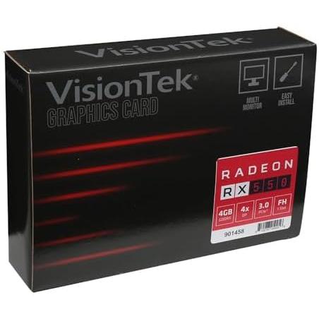 アウターセール VisionTek Radeon RX 550 4GB GDDR5 4K モニター グラフィックスカード 4X DisplayPort 出力 PCI Express 3.0 DirectX 12 バスパワー - 901458　並行輸入品