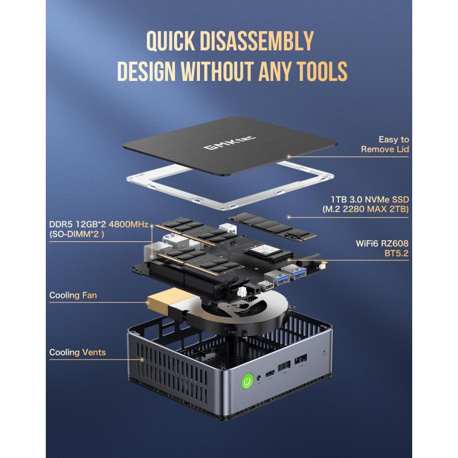 GMKtec Mini PC Intel Core i7 12650H 24GB DDR5 1TB PCIe 4.0 M.2 N 並行輸入品｜sakuragumi｜07