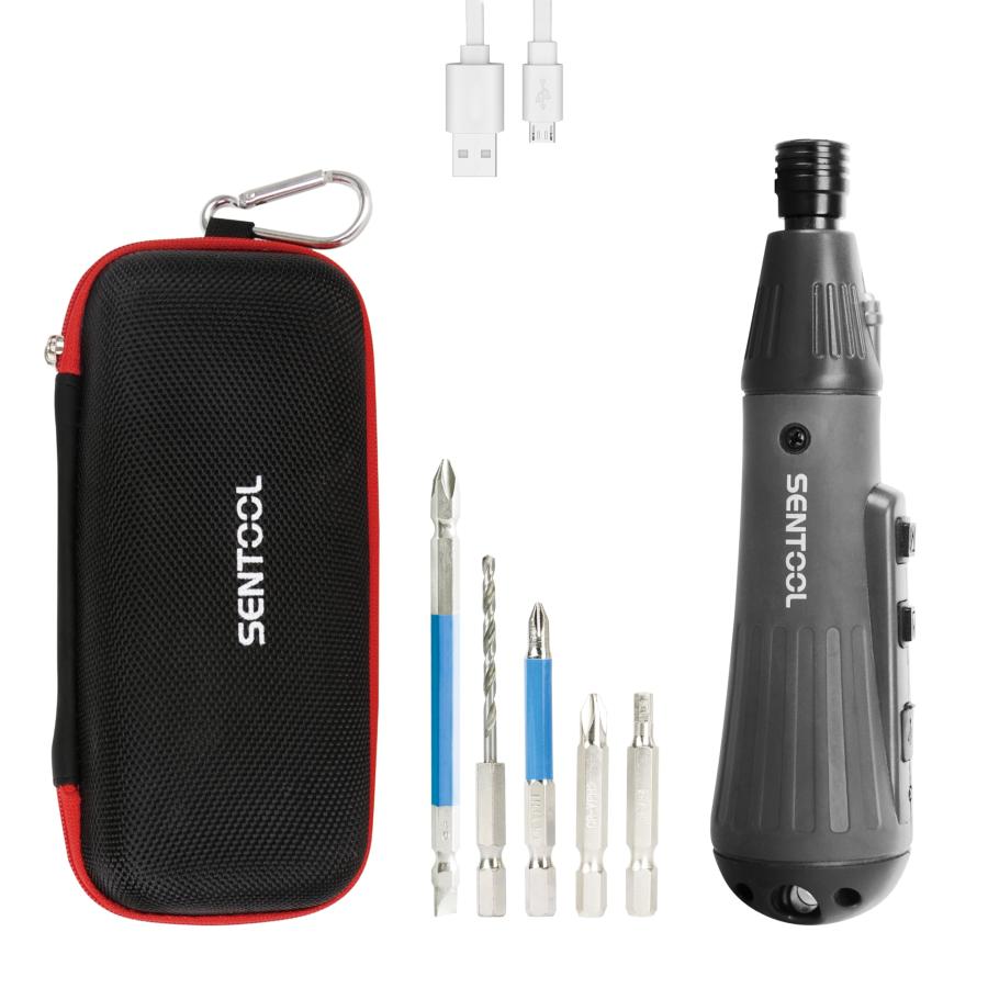 SENTOOL 電動ドライバー 小型 電動ドリル ペン型 ドライバー 電動 手動兼用 収納ケース付属 3.7V USB充電式 超軽160g の商品画像