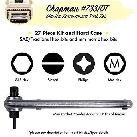 online shop Chapman MFG 7331 All-Purpose Standard Screwdriver Set - Includes Phillips， SAE Allen Hex ＆ Slotted/Flathead Bits， Complete Set Offers 24 USA Made Ins