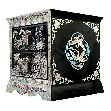 Mother　of　Pearl　Lacquer　Women　Wooden　Girls　Jewel　Flower　Keepsake　Gift　Case　Asian　with　Chest　Organiser　Box　Trinket　Treasure　Ring　Jewellery　and　Drawer　C