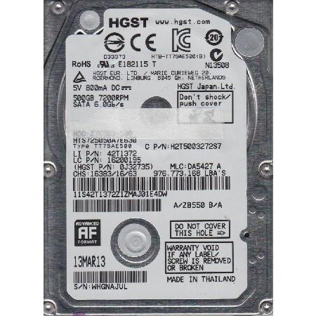 HTS725050A7E630、PN 0J32735、MLC DA5427、Hitachi 500GB SATA 2.5 ハードドライブの画像