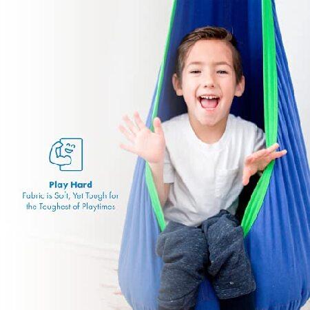 Harkla ハークラ 子供用 ハンギング ぶら下げ ポッドスイング 金具付き 自閉症児の感覚運動やセラピー用のスイングとしても最適 青 