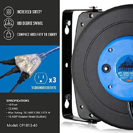 CopperPeak Tools Retractable Extension Cord Reel - Ceiling or Wall Mount - 12  Gauge - Blue and Black : b07jq2lvbs : さくら機電 - 通販 - Yahoo!ショッピング