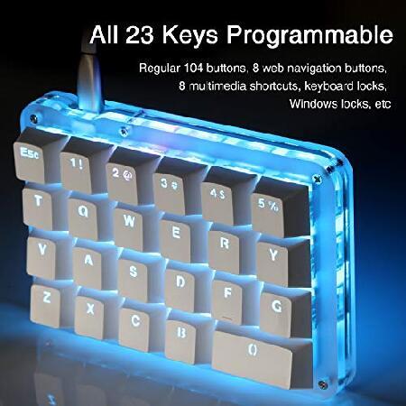 米ロ首脳会談 Koolertron One Handed Macro Mechanical Keyboard， Portable Mini One-Handed Mechanical Gaming Keypad 23 Fully Programmable Keys ((Blue Backlit/Blue swit