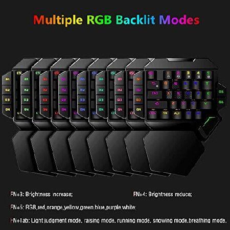 (取扱店舗) RGB One Handed Mechanical Gaming Keyboard，Colorful Backlit Professional Gaming Keyboard with Wrist Rest Support，USB Wired Single Hand Mechanical Keybo