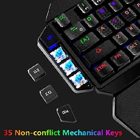 (取扱店舗) RGB One Handed Mechanical Gaming Keyboard，Colorful Backlit Professional Gaming Keyboard with Wrist Rest Support，USB Wired Single Hand Mechanical Keybo