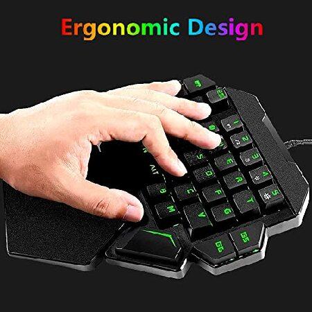 (取扱店舗) RGB One Handed Mechanical Gaming Keyboard，Colorful Backlit Professional Gaming Keyboard with Wrist Rest Support，USB Wired Single Hand Mechanical Keybo