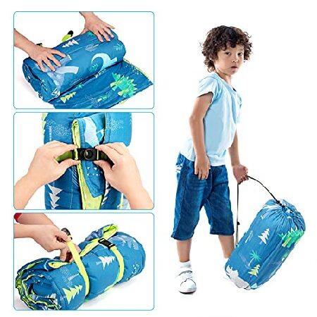 NEDVI 幼児用ナップマット キャリーバッグ付き スリーピングバッグ 取り外し可能な枕付き 寸法55 x 21 x 1.5インチ 幼児用トラベルベッド 軽量 コットンソフト