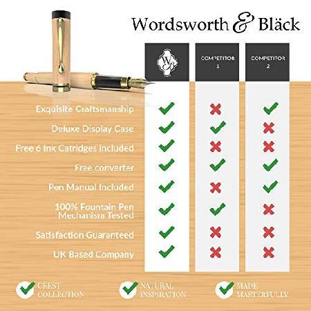 Wordsworth ＆ Black's 万年筆セット 高級竹材 - 中型のペン先