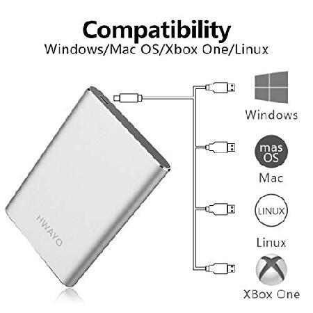 スストア HWAYO 500GB ポータブル外付けハードドライブ USB3.1 Gen 1 Type C ウルトラスリム 2.5インチ HDDストレージ PC、デスクトップ、ノートパソコン、Mac、Xbox One
