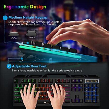 ノバク・ジョコビッチ Gaming Keyboard， WisFox USB Wired Keyboard Durable All-Metal Panel Computer Keyboard， Colorful Rainbow LED Backlit Wired Computer Gaming Keyboard for