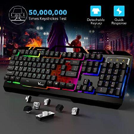 ノバク・ジョコビッチ Gaming Keyboard， WisFox USB Wired Keyboard Durable All-Metal Panel Computer Keyboard， Colorful Rainbow LED Backlit Wired Computer Gaming Keyboard for