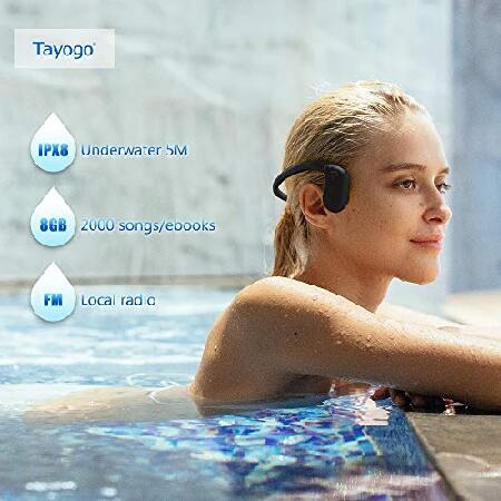 免許証所持 Tayogo 骨伝導ヘッドホン 水泳 IPX8 8GB Waterpoof MP3プレーヤー 水中ヘッドセット 水泳 ランニング サイクリング ブラック