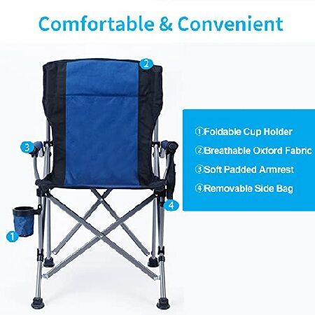 Outdoor　Camping　Chair,　with　Cup　Chair,　Heavy　Lawn　Rest　Steel　Padded　Arm　Blue　Holder　Carrying　Folding　Frame,　Navy　Chair　Camping　Portable　Bag　and　Duty