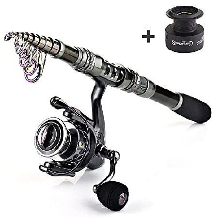「ELDEN Sougayilang Telescopic Fishing Rod Reel Combos Portable Fishing Pole with Spinning Reel Fishing Carrier Bag for Travel Saltwater Freshwater Fishing-1.