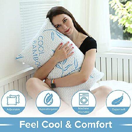 わけあり並の激安価格  2 Pack Cool Bamboo Pillows for Sleeping - Adjustable Bed Pillows for Sleeping - Luxury Pillow for Side， Stomach and Back Sleepers (King Size 2 Pack)