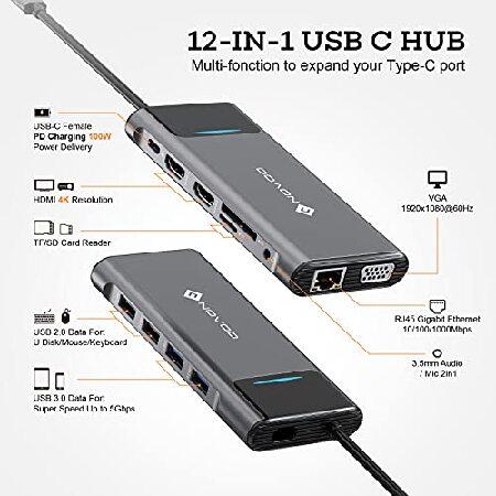 国内企業販売 USB C ハブ 12-in-1 ドッキングステーション USB Type-c 変換アダプタ トリプルディスプレイ2021新型