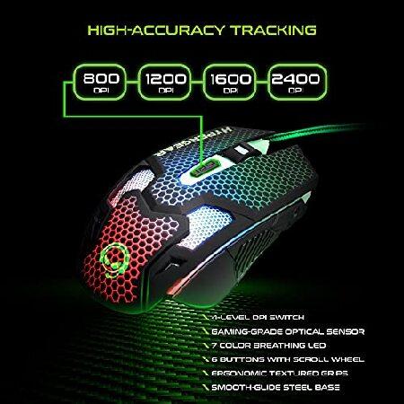 新品在庫品 HyperGear 4-in-1 Gaming Kit RGB Backlit Gaming Keyboard， 4 Level DPI Switch Mouse， Stereo Gaming Headphones with Mic， Mousepad for PC in Game ＆ Onlin